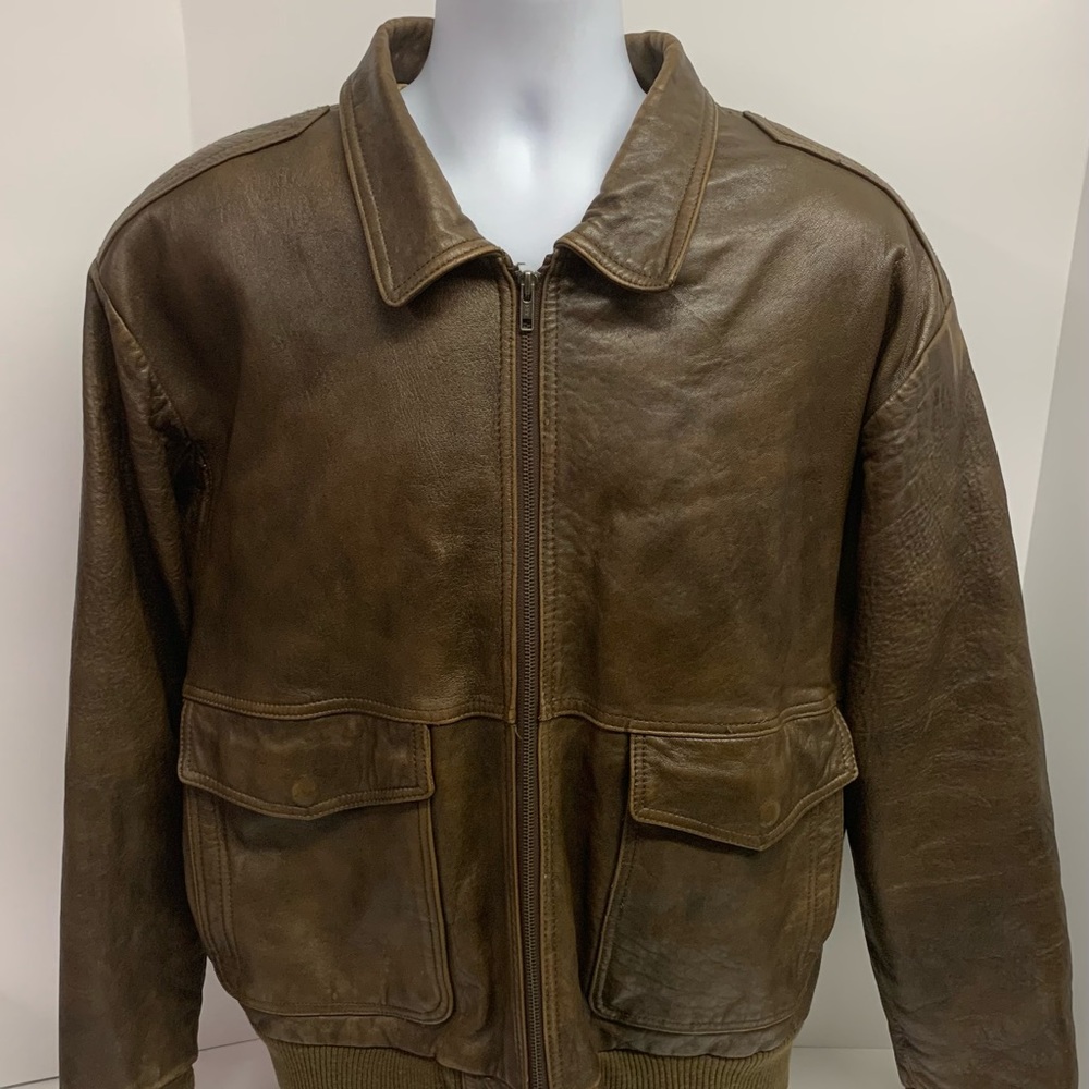 Vintage Neil Airborne Martin Brown Leather Bomber Jacket Size 46